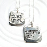 Vintage Page | Small Square Literary Quote Necklace