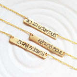 Gold Graffiti Bar Necklace | Custom Text | Golden Glow