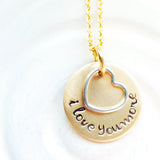 I Love You More | Two Tone Heart Necklace