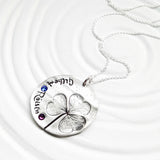 Shamrock Impression | Birthstone Mother's Necklace | Long Chain Option