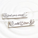 Inspirational Message Necklace | Feather Border