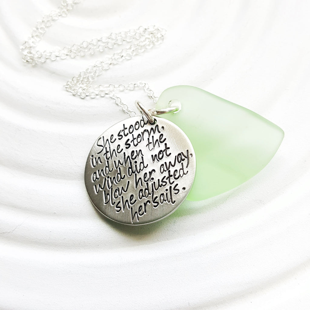 She Stood In the Storm | Motivational Quote Necklace