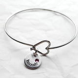 Heart Bangle With Name Charm