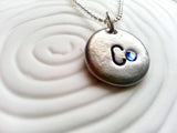 Personalized Initial Birthstone Necklace- Hand Stamped Mother's Birthstone Necklace