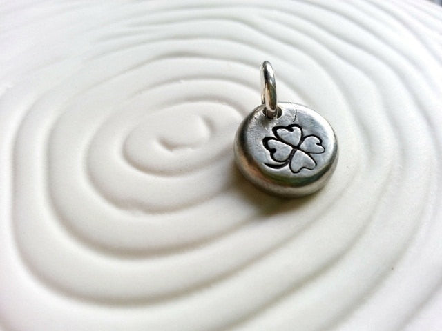 Shamrock- Four Leaf Clover Personalized Hand Stamp St. Patrick's Day Necklace Charm