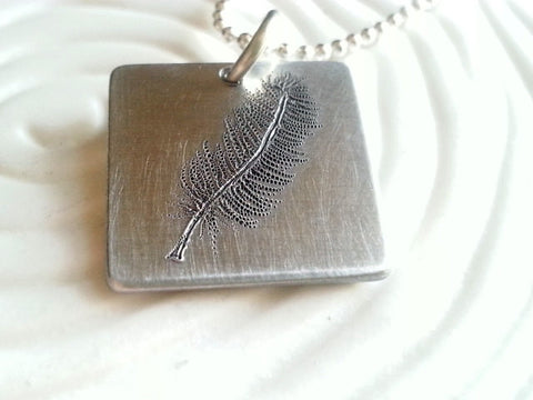 Engraved Feather Necklace | Hand Drawn and Engraved