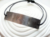 Wood Grain Engraved Men's Bracelet | Adjustable Leather Bracelet