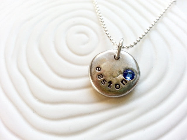 Personalized Name and Birthstone Necklace- Hand Stamped Mother's Necklace