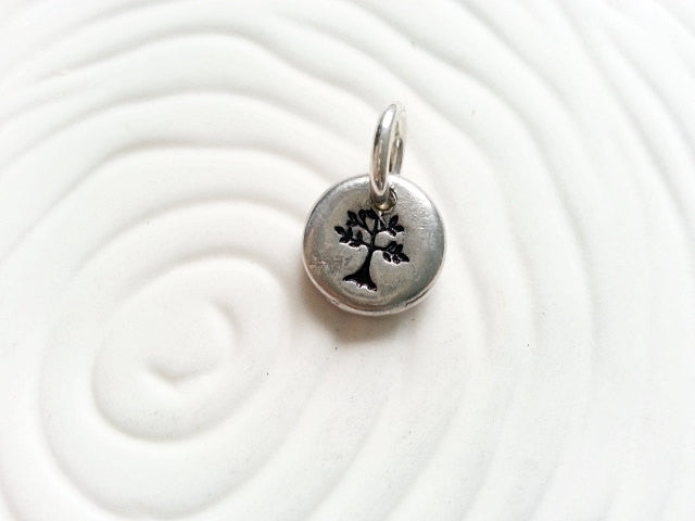 Personalized Hand Stamped Tree Necklace Charm- Family Tree Charm- Tree Charm