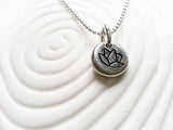Lotus Neclace - Personalized Hand Stamped Lotus Flower Pendant - Yoga Jewelry