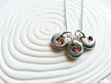 Personalized Initial Three Charm Necklace- Initial with Birthstone Swarovski Crystal for Mother's Jewelry