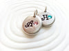 Birthstone Initial Charm- Hand Stamped, Personalized Necklace Charm for Mother's Necklace