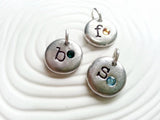 Birthstone Oversized Typewriter Initial Charm | Pebble Charm