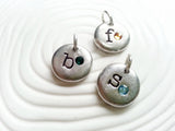 Birthstone Oversized Typewriter Initial Charm | Pebble Charm