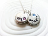 Personalized Hand Stamped Birthstone Name Necklace- Mother's Necklace