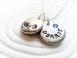 Birthstone Pebble Necklace | Mother's Name Necklace