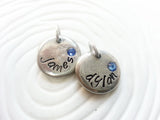 Personalized Hand Stamped Name and Birthstone Necklace Charm for Mother's Necklace