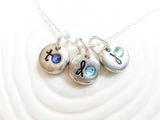 Birthstone Initial Necklace | Mother's Necklace