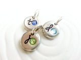 Birthstone Initial Charm | Pebble Initial