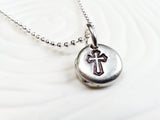 Hand Stamped Cross Necklace - Personalized Crucifix Pendant