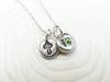 Birthstone Initial and Cross Necklace | Communion or Confirmation Gift