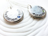 Name and Date Necklace | Birthstone Pebble Necklace