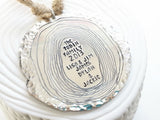 Hand Stamped, Personalized Metal Tree Ornament - Personalized Christmas Ornament - Tree Stump Ornament - Holiday Gift