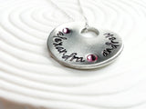 Floating Hole Disc Necklace | Mother's Birthstone Name Necklace