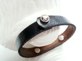 Personalized Leather and Metal Cuff Bracelet | Unisex Bracelet