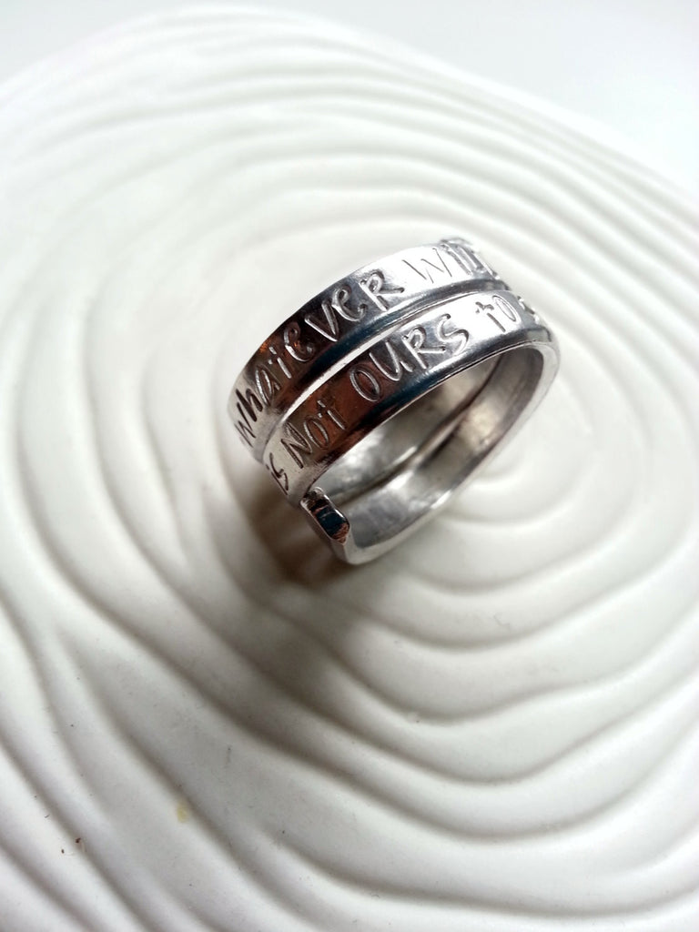 Secret Message Ring - Hand Stamped Personalized Message Ring - Engraved Message - One Piece Stacked Look Message Ring