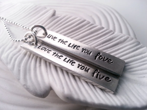Hand Stamped Personalized Two Tag Necklace - Custom Text - Message Jewelry - Inspirational Necklace - Motivational Jewelry - Gift for Her