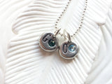 Birthstone Initial Necklace | Pebble Collection