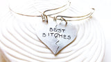 Best Bitches Adjustable Bangle Set | Best Friends Broken Heart Bracelet Set