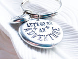 Let's Go On An Adventure | Compass Keychain | Pebble Keychain