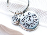Let's Go On An Adventure | Compass Keychain | Pebble Keychain