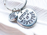 Let's Go On An Adventure - Compass Keychain - Personalized Message Keychain - Hand Stamped Jewelry - Gift for Him - Gift for Her