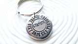 The Best Dads Get Promoted To Grandpa Keychain - Gift for Grandfather - Father's Day Gift- New Grandpa Gift - Hand Stamped Pewter Keychain