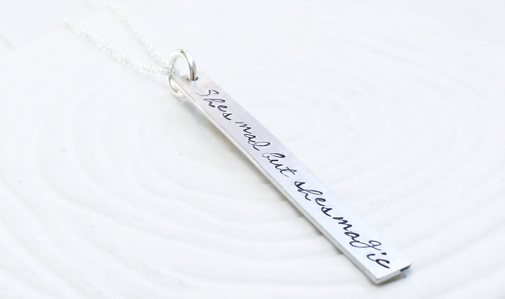 Personalized Bar Necklace - Personalized Jewelry - Hand Stamped Thin Rectangle Bar Necklace - Customized Text - Dainty Bar Necklace