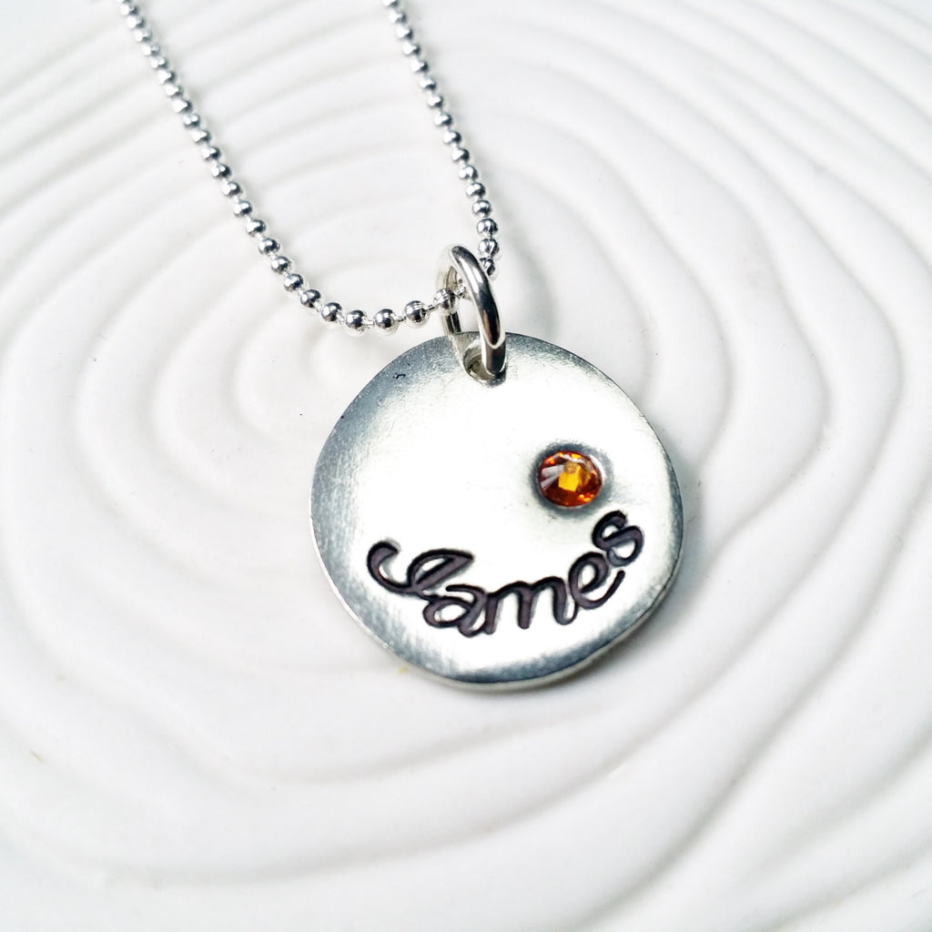 Personalized Jewelry - Birthstone Name Necklace - Hand Stamped Mother's Birthstone Necklace - Gift for Her - Gift for New Mom -