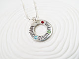 Hand Stamped Mother's Birthstone Necklace - Personalized Jewelry  - Gift for Her - Mother's Necklace - Birthstone Washer Necklace