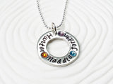 Birthstone Washer Necklace | Mother's or Grandmother's Necklace