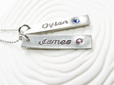 Birthstone Mother's Necklace | Script Name Tag Necklace