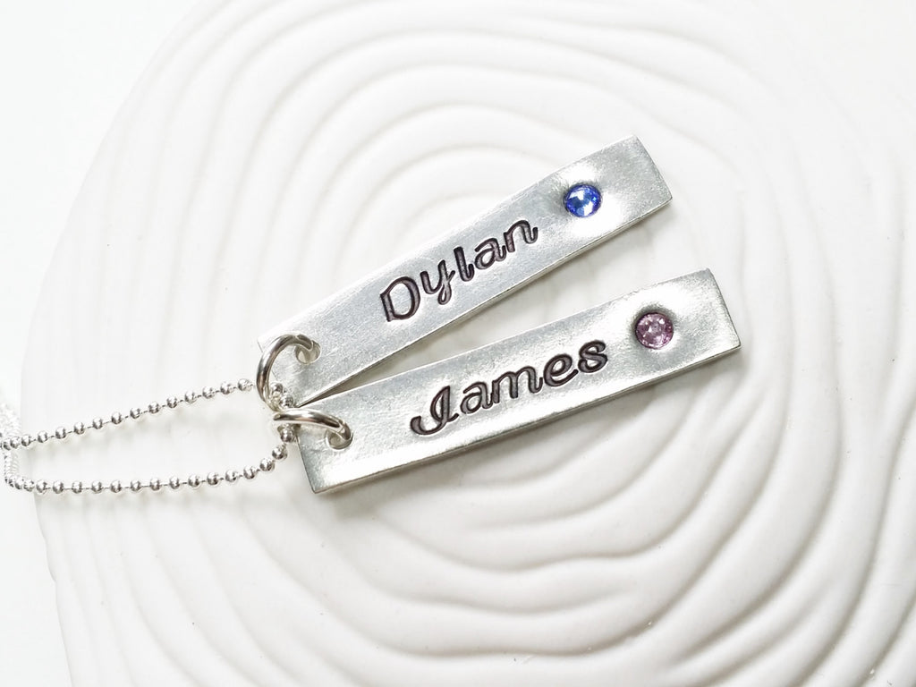 Hand Stamped Mother's Birthstone Necklace - Personalized Jewelry - Stamped Name and Birthstone Necklace - Mommy Jewelry - Gift for Her