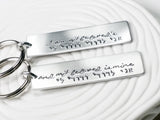 I Am My Beloved's and My Beloved is Mine Hebrew Keychain Set