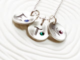 Concave Disc Initial Necklace | Birthstone Jewelry