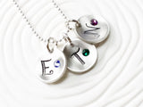 Concave Disc Initial Necklace | Birthstone Jewelry