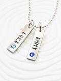 Name and Birthstone Tag Necklace | Mother's Necklace