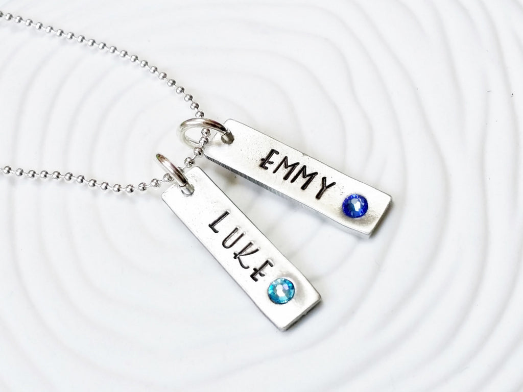 Personalized Jewelry - Hand Stamped Birthstone Mother's Necklace - Name and Birthstone Tag Necklace - Mother's Day Gift - Gift for Mom