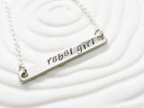 Itty Bitty Collection - Dainty Bar Necklace - Delicate, Personalized Hand Stamped Bar Necklace - Gift for Her - Minimalist Text Necklace