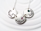 Birthstone Mother's Necklace - Personalized Jewelry- Stamped Name Necklace - Child's Name Necklace - Gift for Mom - Grandmother Necklace